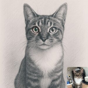 Grey Pencil Sketch Pet Portrait